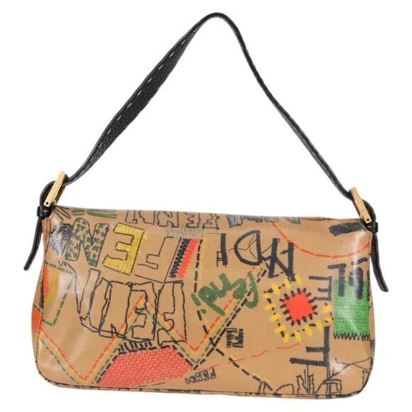 FENDI Mamma Baguette Shoulder Bag Coated Canvas Brown Gold Auth 127210SM - Picture 2 of 16